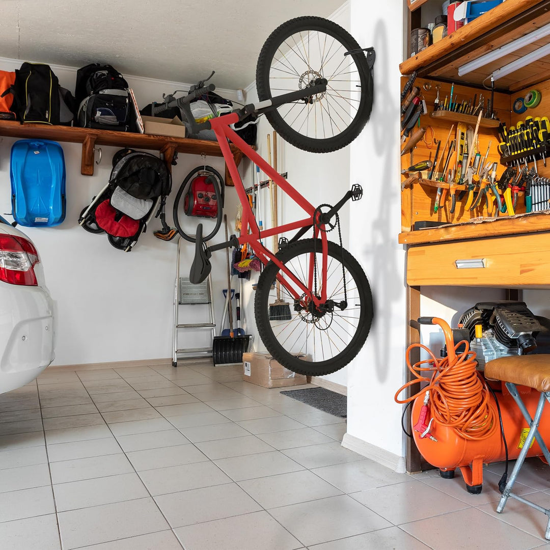 Relaxdays 4 x Fahrrad Wandhalter, Garage o. Keller, Radhaken, Zum Aufhängen an der Wand, Traglast ma