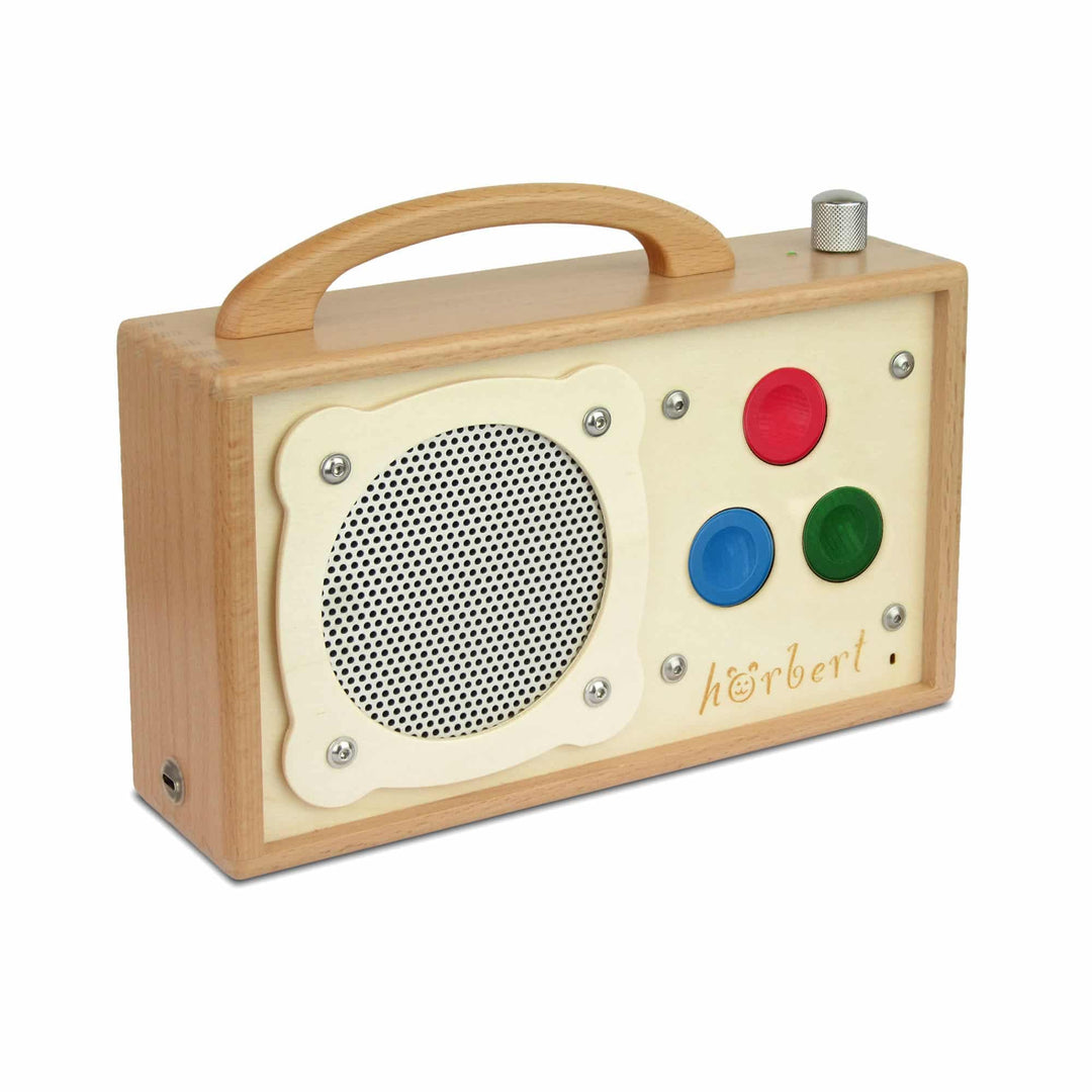 hörbert 3.0 für Kinder + deutsche Inhalte. Mit 3 Playlists, SD-Card, Mikrofon, USB-C Ladeanschluss,