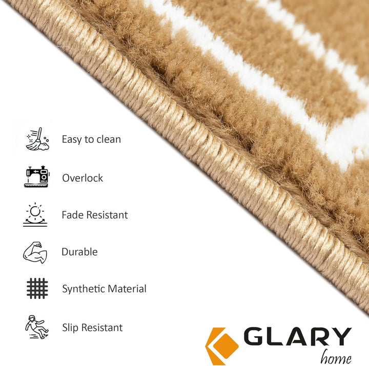 Glary Home 15er Set Stufenmatten 22cm x 71cm x 1.2cm Treppenteppich Selbstklebend / GH40A-WDBE (quad