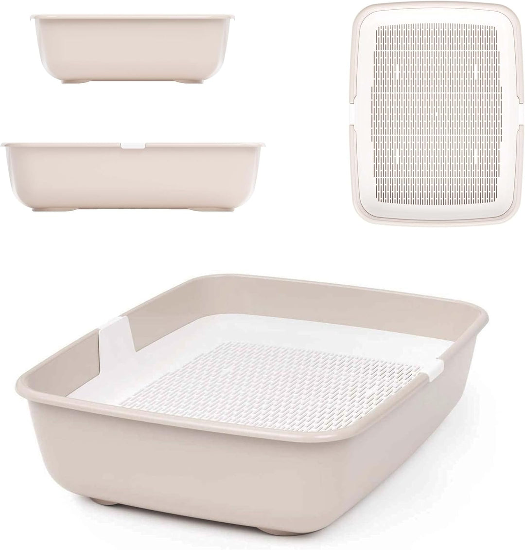Schalentoilette Katzentoilette mit Reinigungssieb Katzenklo Gross Beige