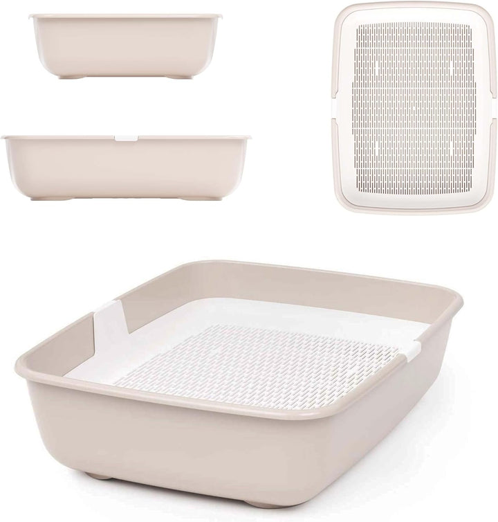 Schalentoilette Katzentoilette mit Reinigungssieb Katzenklo Gross Beige
