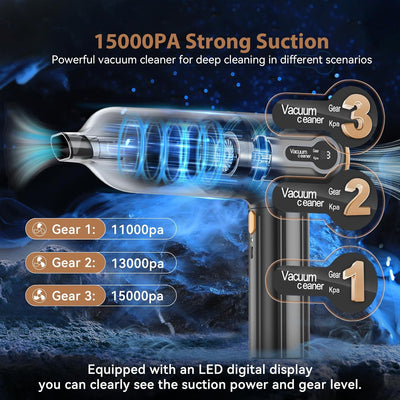 Handstaubsauger, 15000 Pa Leistungsstarker Handstaubsauger Akku, 4 In 1 Leichtes Staubgebläse & Stau