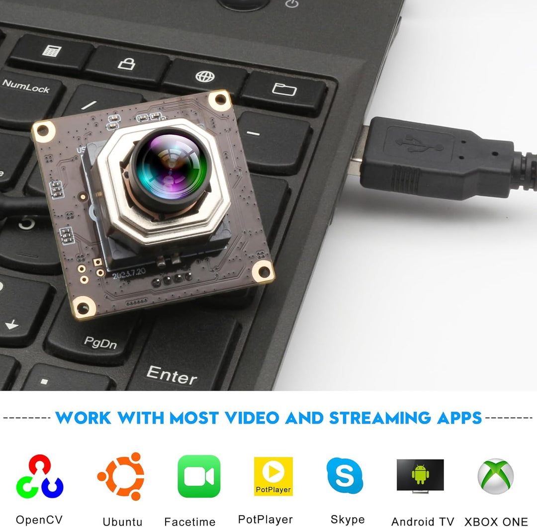 ELP USB Kameramodul 4K Autofokuskamera 1080P@120fps Hochgeschwindigkeitskamera 12MP Weitwinkel Keine