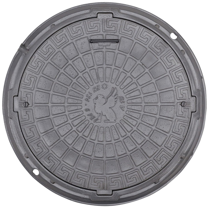 BABYLONPLAST Schachtabdeckung, Kanaldeckel DN600/780, Deckel Kunststoff Schachtdeckel A15, mit Siche