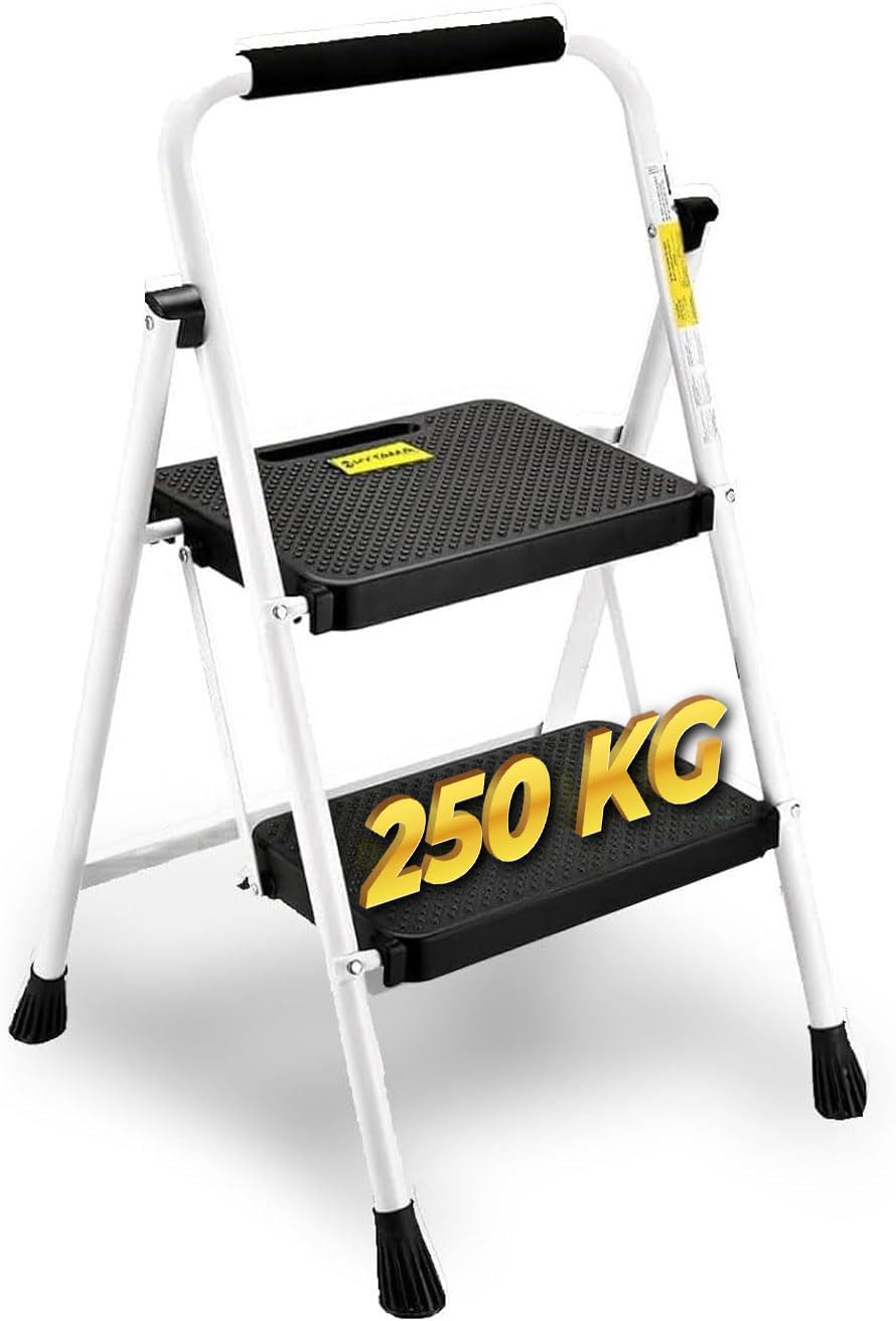 HYTAMA Klapphocker mit breitem, rutschfestem Pedal, robuste Stahlleiter, bequemer Griff, leicht, tra