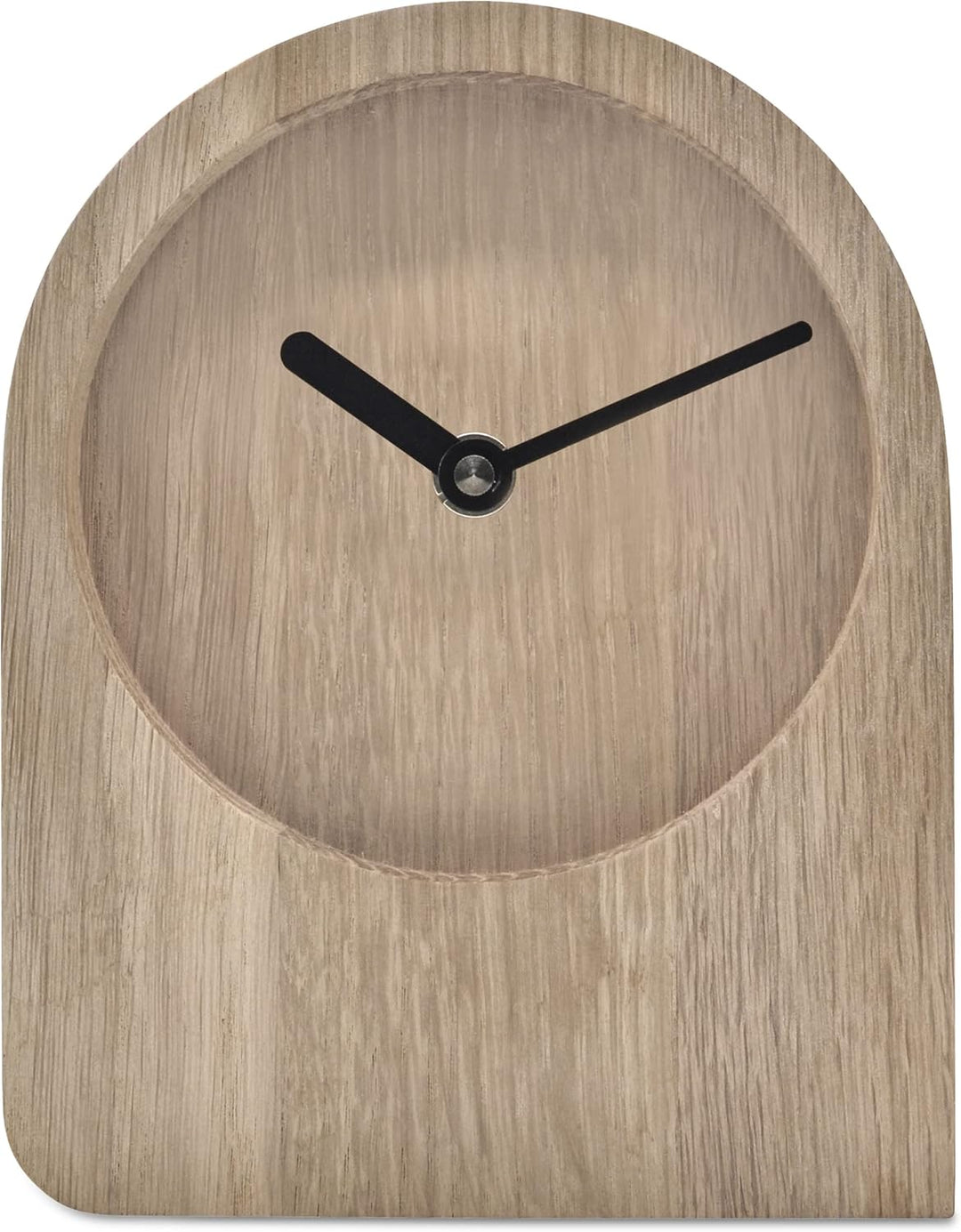 Tischuhr Eiche Holzuhr - Dome - puristisch modern Massivholz (Eiche unbehandelt, Schwarze Zeiger - F