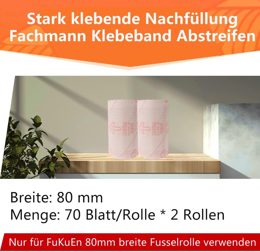 80mm Fusselrolle Extra Stark Klebstoff Nachfüllung 140 Blätter 2 Rollen Nachfüllung, 2 Rollen Nachfü