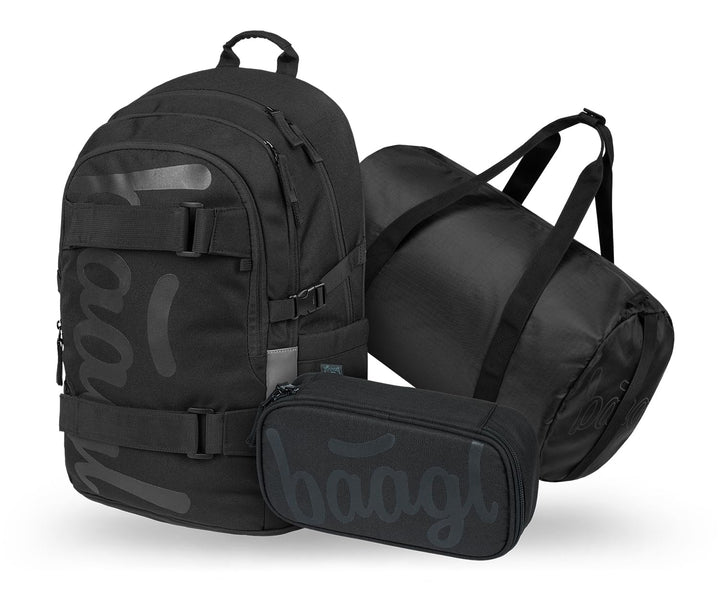 Baagl Schulrucksack Set Jungen 3 Teilig (Skateboard Rucksack, Mäppchen, Sporttasche), Schultasche ab