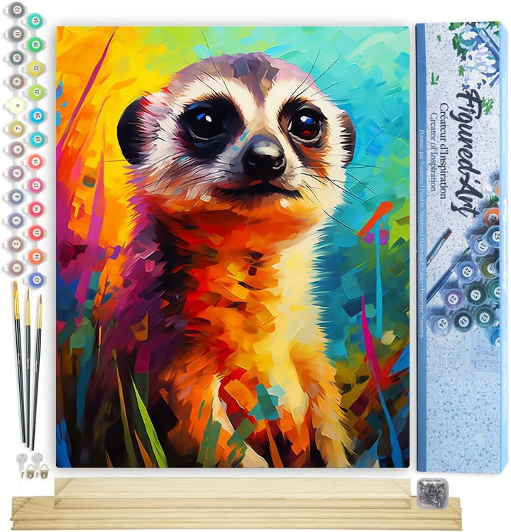 Figured'Art Malen Nach Zahlen Erwachsene Mit Rahmen Erdmännchen Farbenfroh Abstrakt - Paint by Numbe