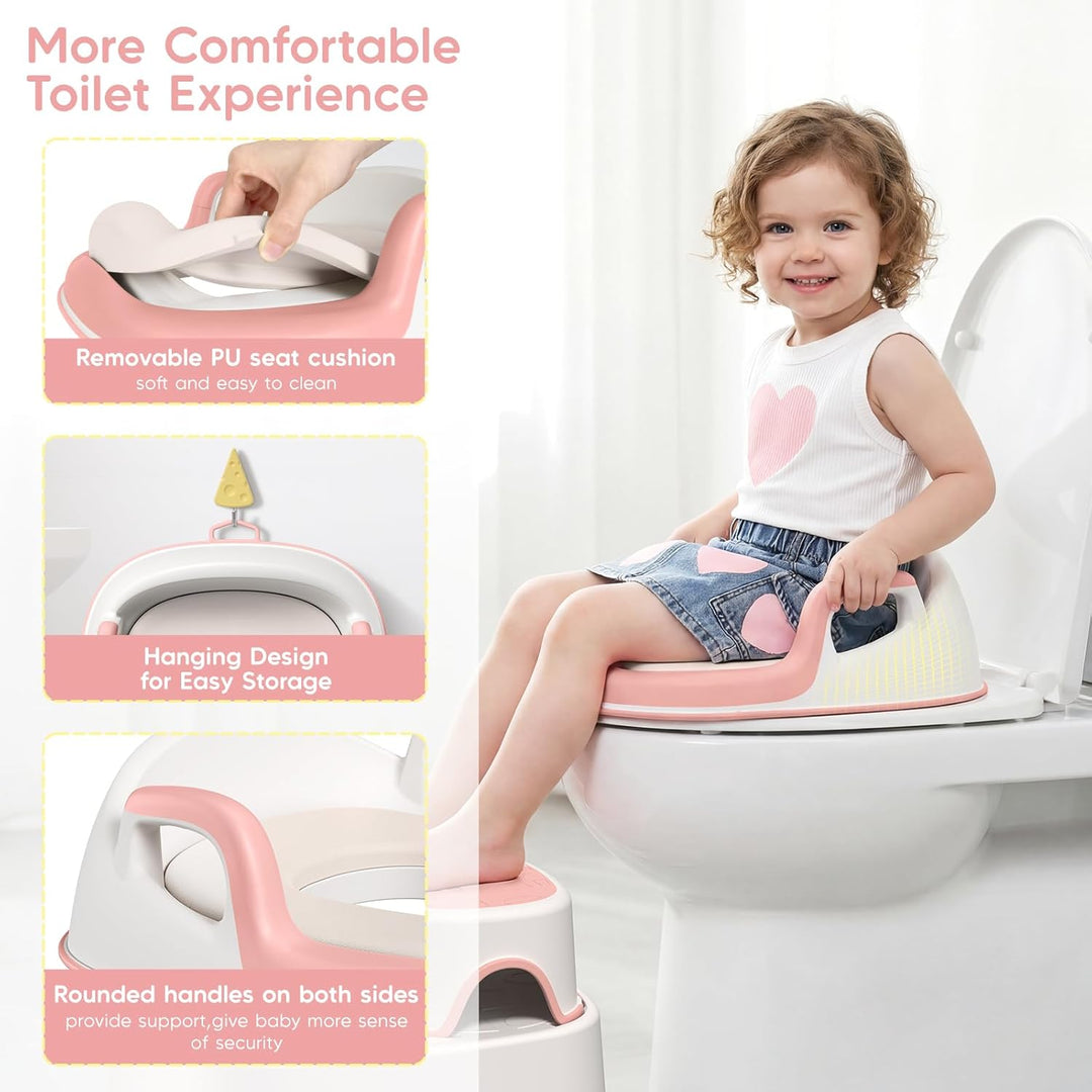 Maliton Toilettensitz Kinder mit 2-stufiger Tritthocker für Kinder 1-8 Jahren, Kindertoilettenkorb m