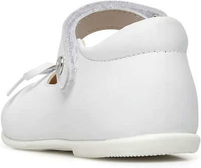 Naturino Ballet-Ballerinas aus Kalbsleder mit Schleife, Weiss Silber