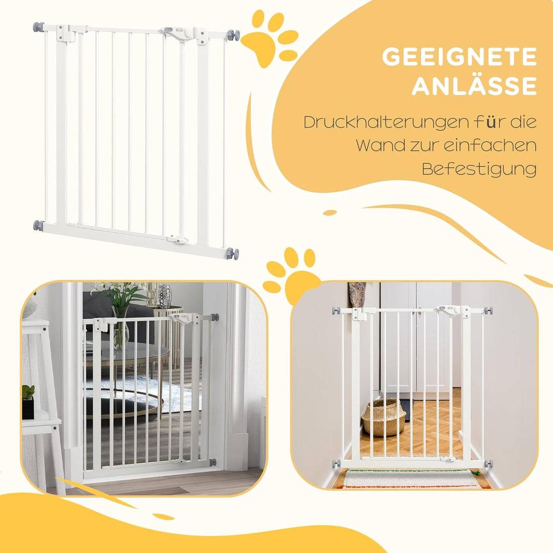 PawHut Türschutzgitter Treppenschutzgitter Türgitter ohne Bohren mit Auto-Close Treppengitter für Br