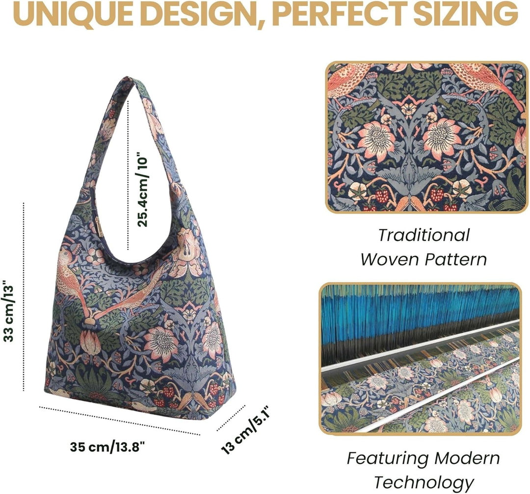 Signare Tapisserie Umhängetasche Damen, Shopper Damen Gross, Strandtasche Gross mit William Morris D