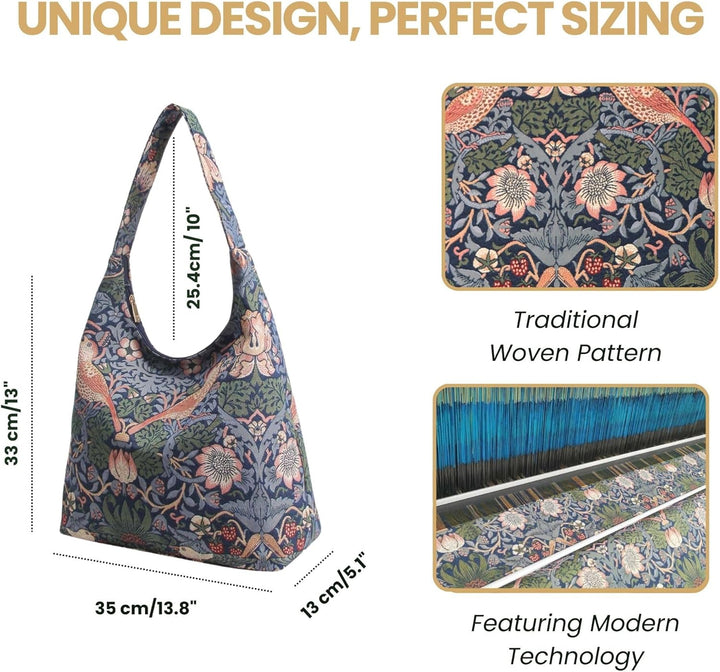 Signare Tapisserie Umhängetasche Damen, Shopper Damen Gross, Strandtasche Gross mit William Morris D