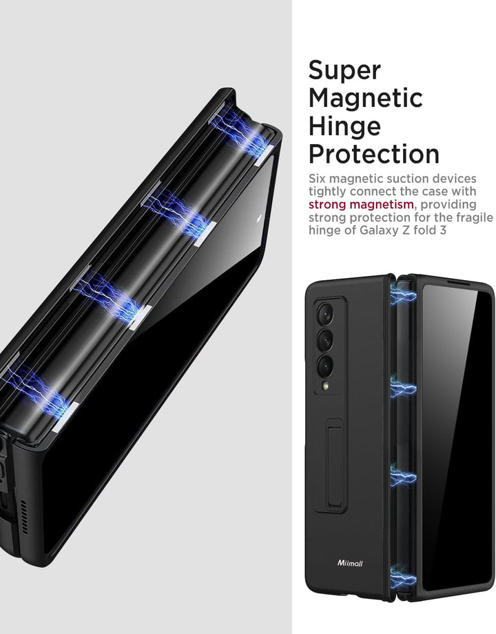 Miimall Kompatibel mit Samsung Galaxy Z Fold 3 Hülle mit Displayschutz Anti-Peeping+Magnetischer Sch