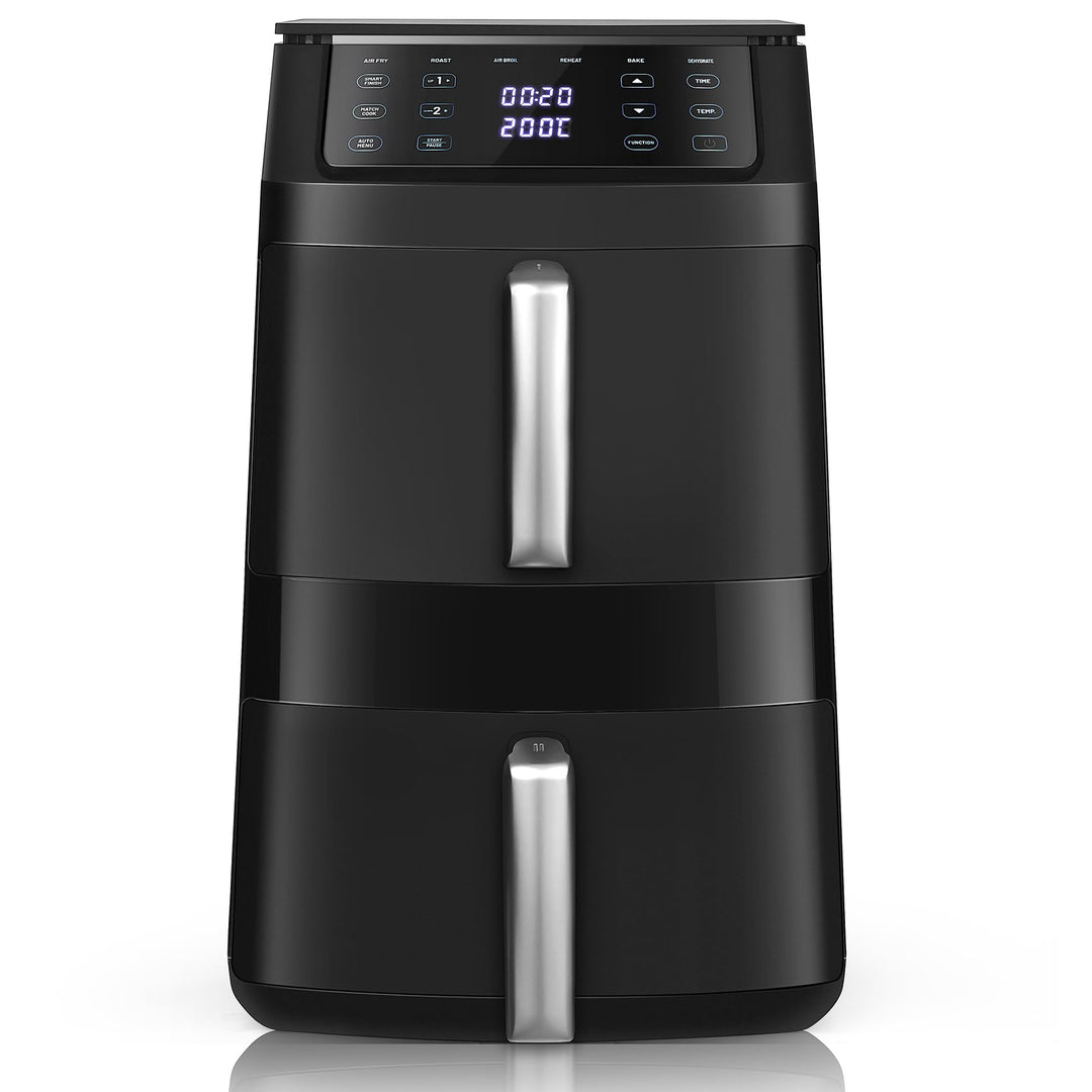TopStrong Heissluftfritteuse Airfryer 2 Kammern Vertikal 11L Doppelkammer | Platzsparendes Design, 6