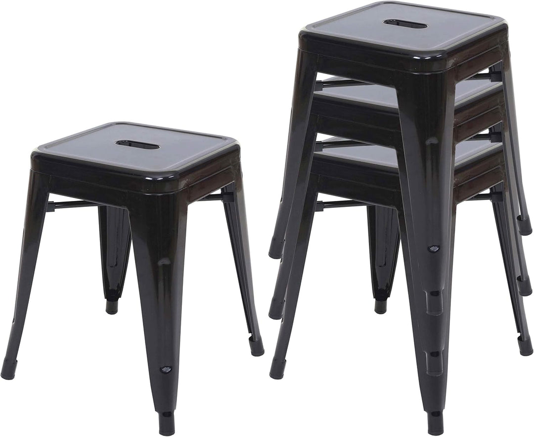 4er-Set Hocker HWC-A73, Metallhocker Sitzhocker, Metall Industriedesign stapelbar - schwarz, Schwarz
