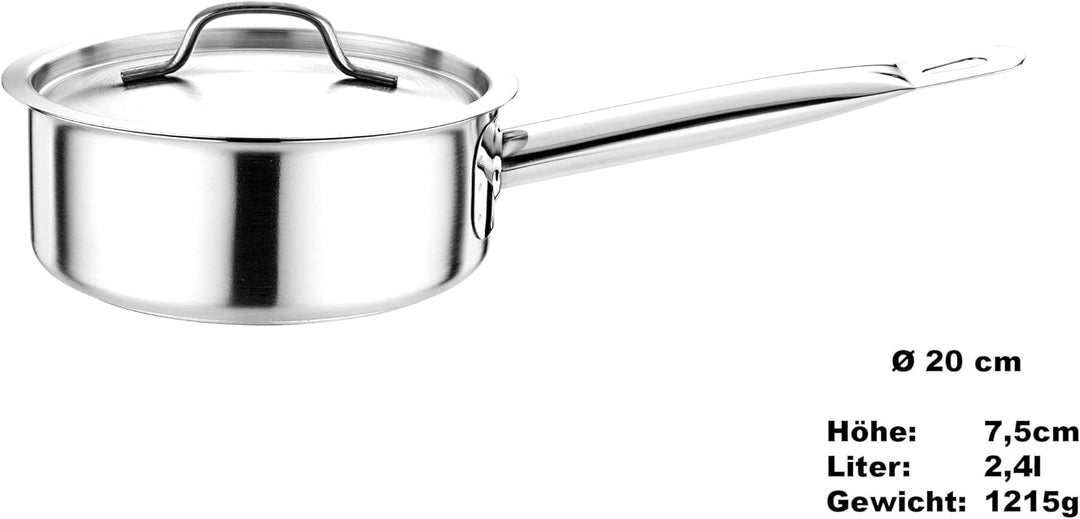 Edelstahl Kochtopf mit Deckel für alle Herdarten Topf in 11 Grössen Ø 22cm - Höhe 7,5cm, Ø 22cm