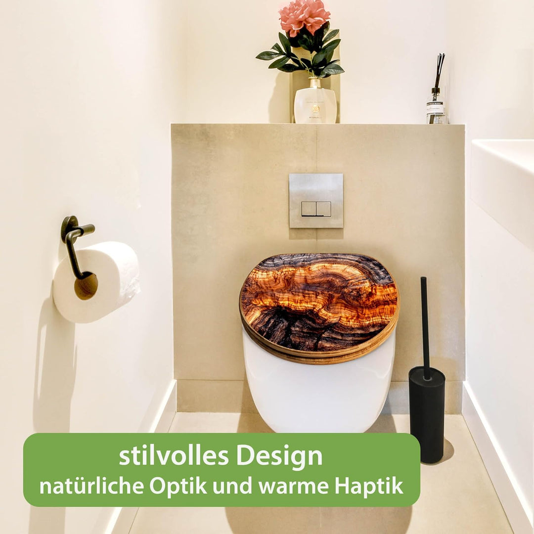 banjado Design WC Sitz Bambus Absenkautomatik 45,8x37,5cm - Toilettendeckel mit Absenkautomatik Holz