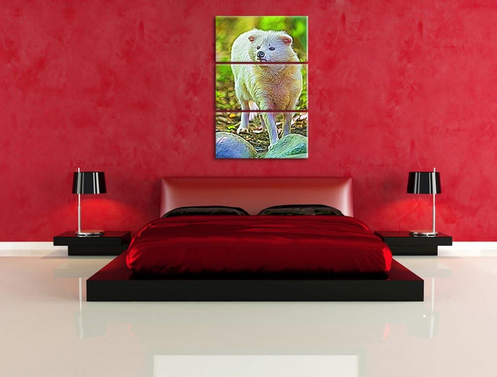 niedlicher Polarfuchs NewArt 3-Teiler Leinwandbild 120x80 Bild auf Leinwand, XXL riesige Bilder fert