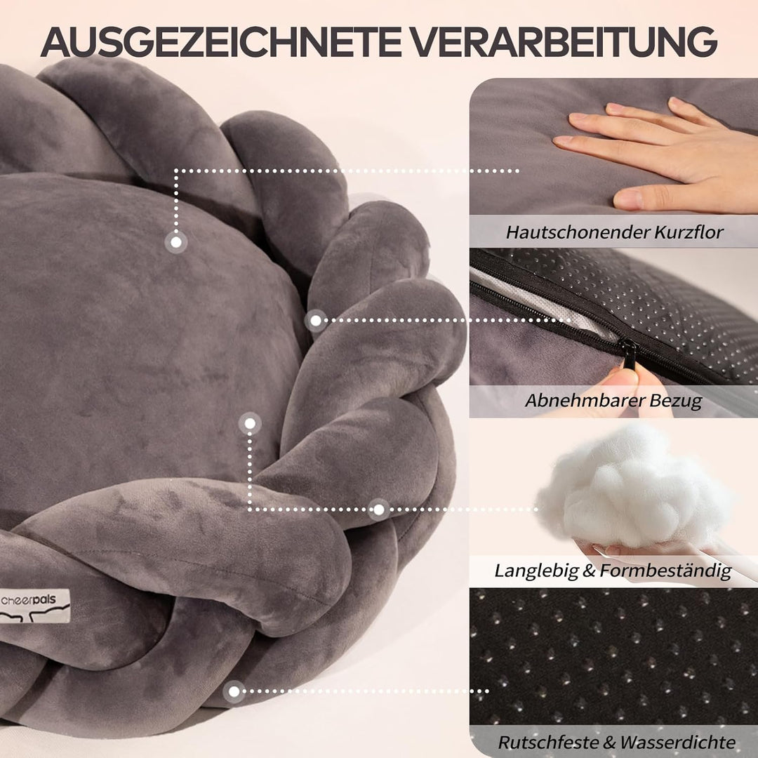 CheerPals Grosses Katzenbett 60cm, Waschbar Geflochtenes Kuschelhöhle, Hundebett mit Hochelastischer