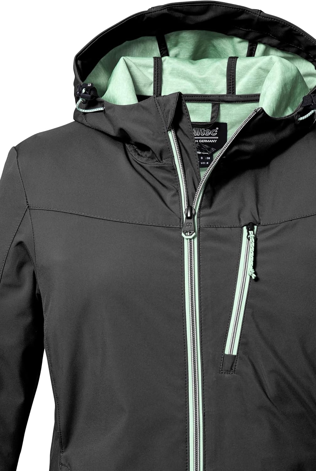 Killtec Damen Kos 89 Wmn Sftshll Jckt Softshelljacke/Outdoorjacke mit Kapuze 38 Schwarz, 38 Schwarz