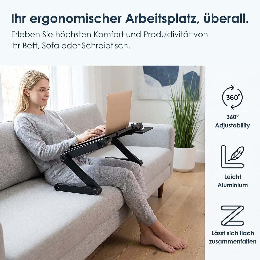 Faltbar Laptoptisch Laptop Ständer Höhenverstellbar Notebook Tisch Couch Laptop Tisch für Bett Höhen