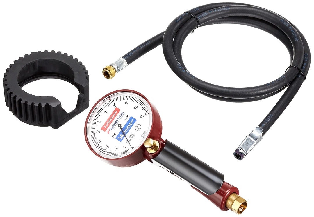 Schrader, professioneller Reifendruckmesser, genehmigt von Michelin, 0,7-11 BAR, Manometer, Schlauch