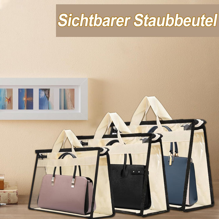 9 Stück Transparente Handtaschen-Aufbewahrungstasche, 3 Grössen Handtaschen Staubschutzbeutel mit Re