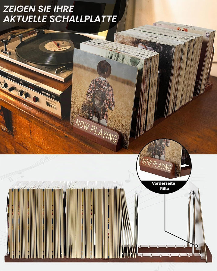 BS-VOG Now Playing Vinyl-Schallplattenständer, 150 LP Schallplattenaufbewahrung mit rutschfesten Ril