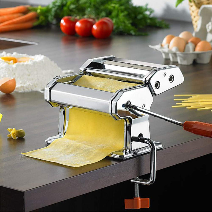 Supfine Teigschneider aus Edelstahl, manuelle Nudelmaschine, 6 Stärken für Fettuccine, Spaghetti, La