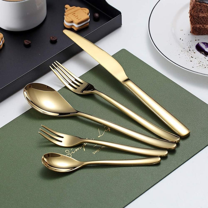 HOMQUEN 30 Stück Gold Besteck Set, Gold Besteckset aus Edelstahl, Gold Titanbeschichtung, Utensilien