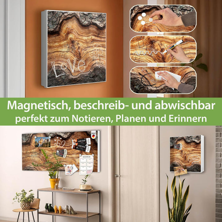 banjado Grosser Schlüsselkasten Glas - Schlüsselbox 30x30cm mit 50 Haken - Schlüsselkasten modern fü