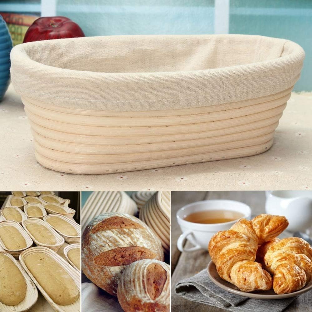Banneton Brotgärkörbe, ovaler Sauerteig-Gärkörbe mit Leinen-Auskleidung für handwerkliche Brotherste