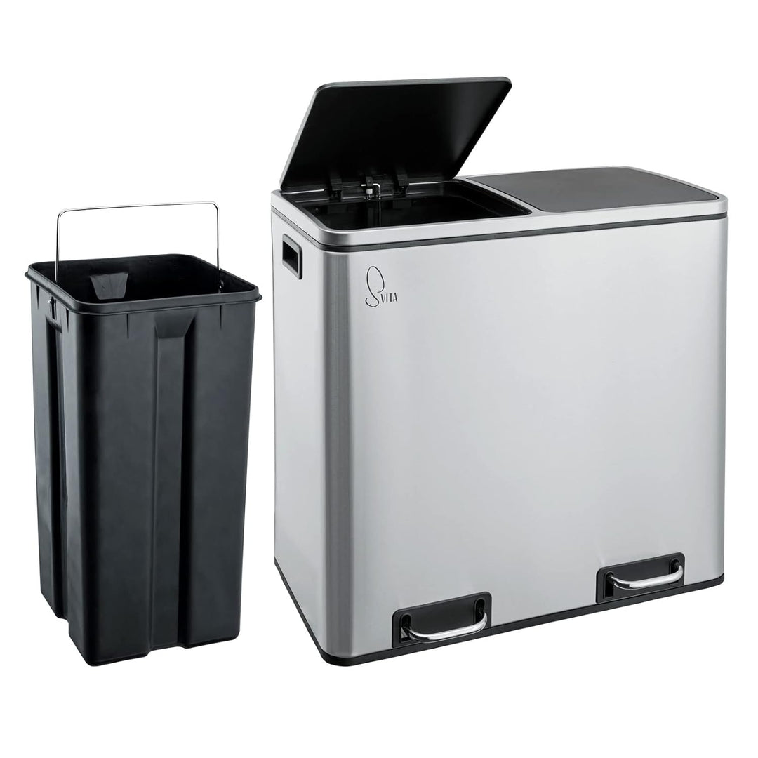 SVITA TM2X24 Treteimer 48 Liter Abfalleimer Mülleimer Design Mülltrennung Papierkorb Küchen-Ordnung
