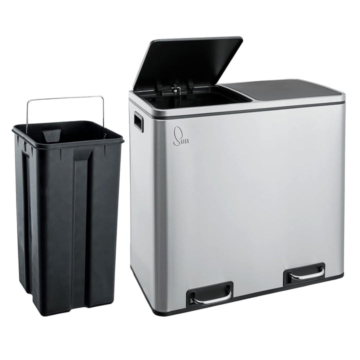 SVITA TM2X24 Treteimer 48 Liter Abfalleimer Mülleimer Design Mülltrennung Papierkorb Küchen-Ordnung