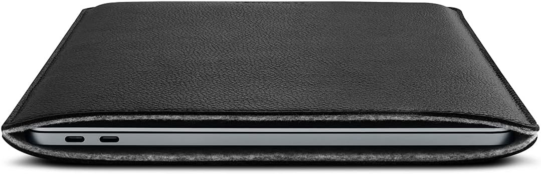 Woolnut Leder Sleeve Case Hülle Tasche für MacBook Pro 13 UNT Air 13/13.6 Zoll - Schwarz MacBook Pro