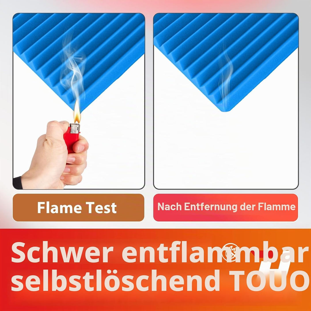 Akustikplatten, schalldichte Schaumstoffplatten für die Wand, 30,5 x 30,5 x 2,5 cm, schwer entflammb
