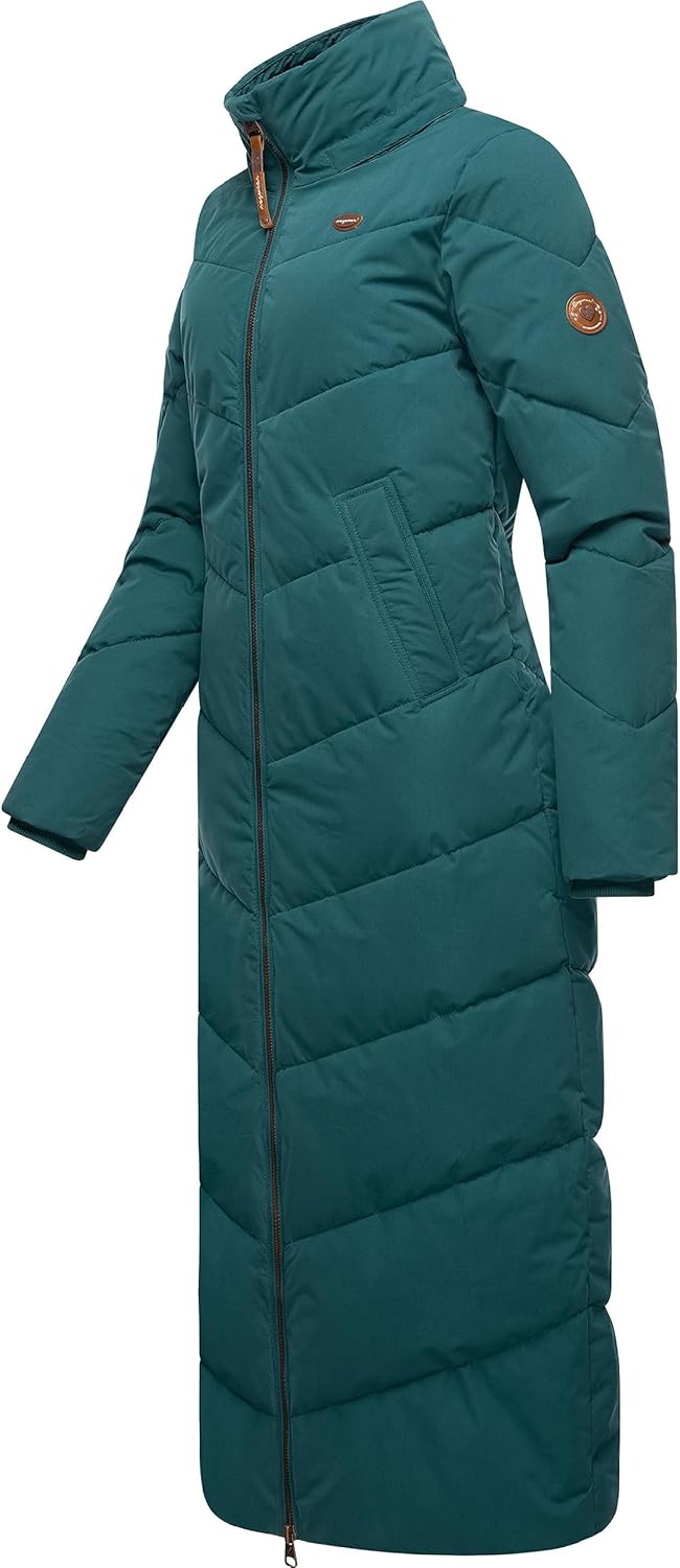 Ragwear Damen Wintermantel Warmer wasserdichter Steppmantel lang mit Abnehmbarer Kapuze Rebelka Extr