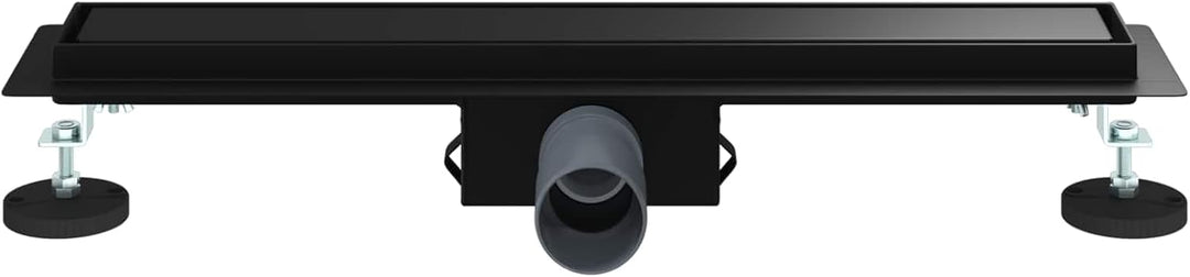 2 in 1 Duschabfluss Schwarz Edelstahl 304, 60 cm Länge, höhenverstellbar 0-30 mm, mit verstellbaren