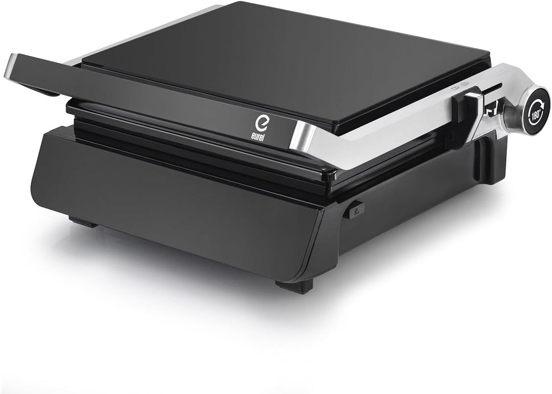 Eurel Kontaktgrill NG94 Elektrogrill 2000W | Panini Grill mit Smart Sensor, 180° aufklappbar, Garstu