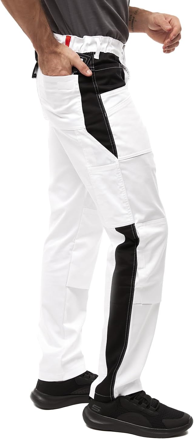 strongAnt Arbeitshose komplett Stretch Männer Berlin Pro Bundhose Schwarz Weiss Grau 44 Weiss-schwar