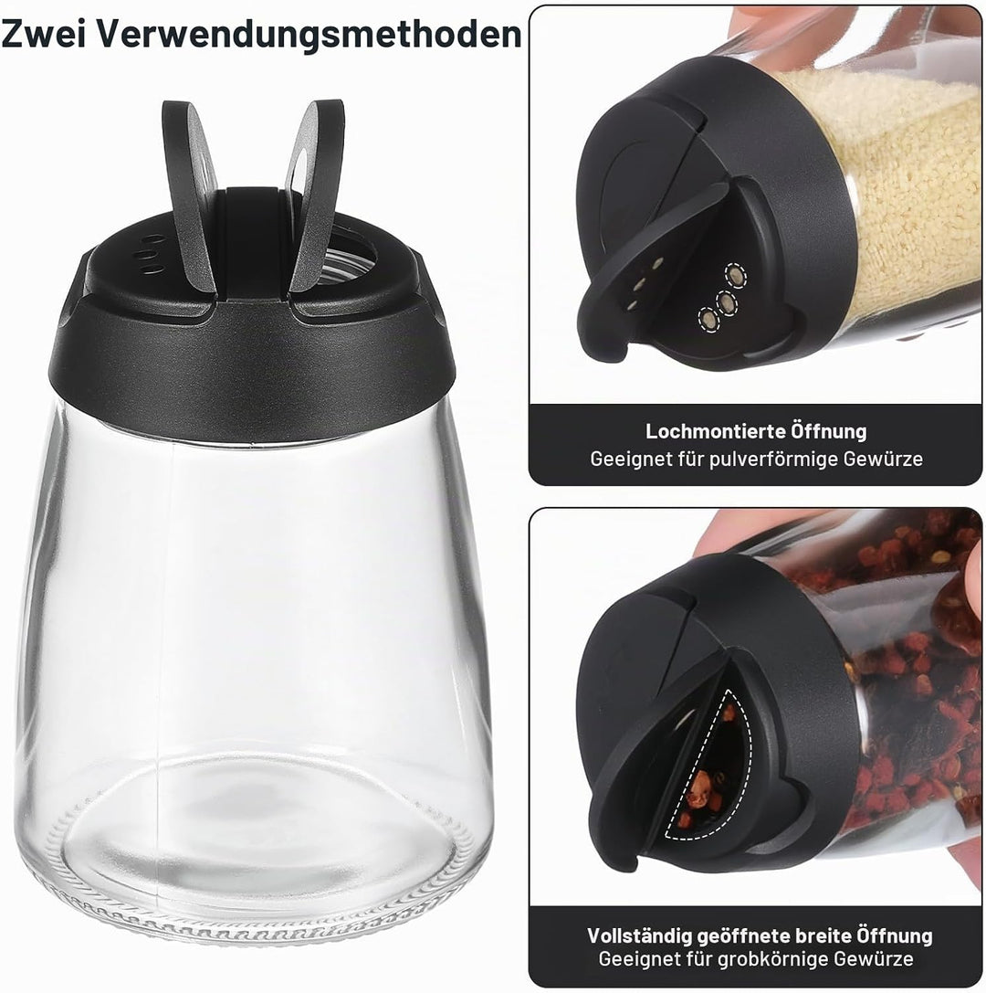 HEMOTON 4 Stücke Gewürzgläser Mit Doppeldeckel, 150ml Glasflaschen Gewürzbehälter Für Salz Pfeffer,