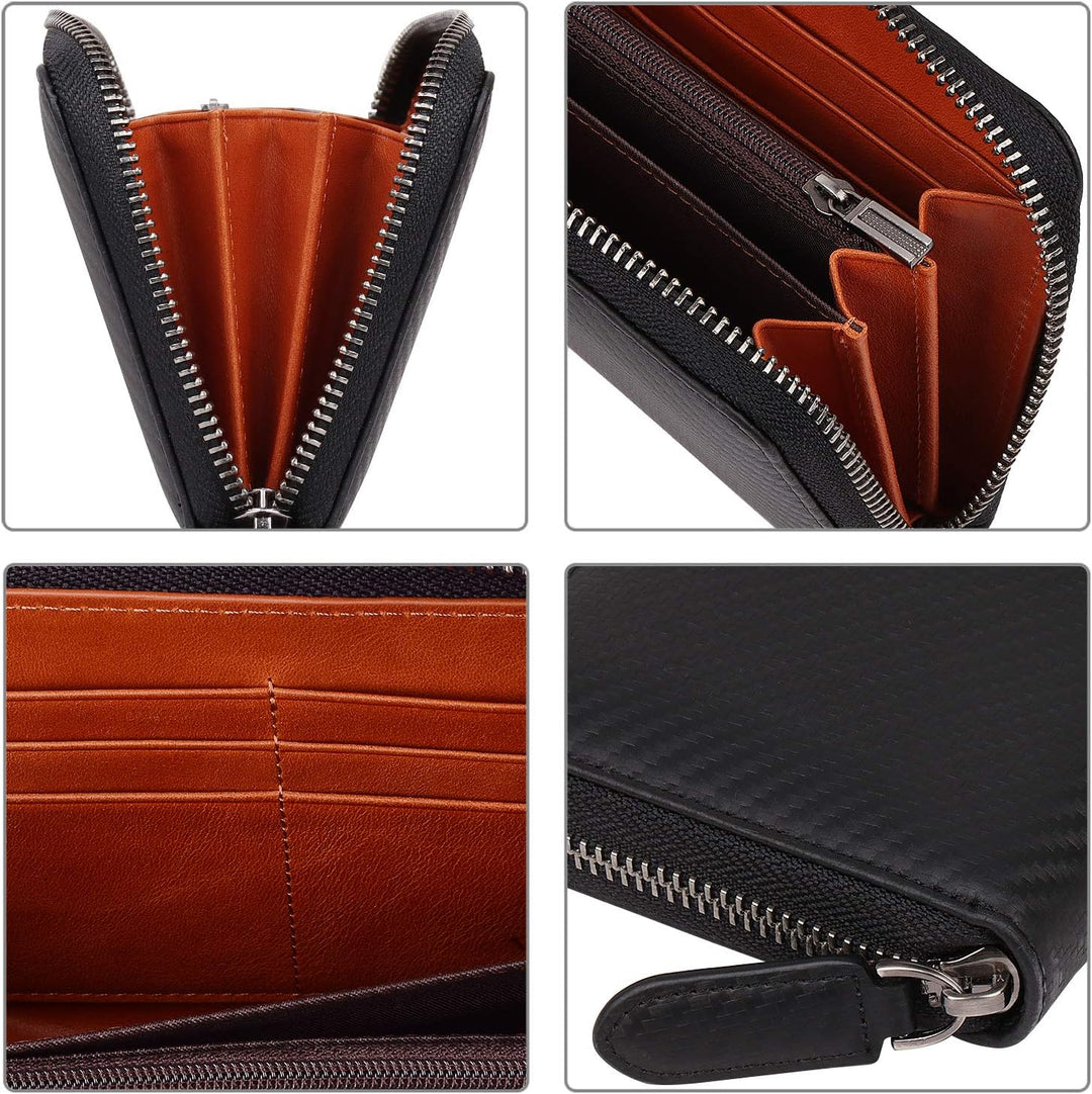 VISOUL Premium Brieftasche Echtleder Italienisches Leder mit RFID Schutz, XL Geldbörse für Herren Da