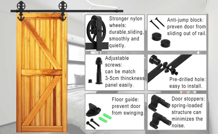 WOLFBIRD 213cm (7FT) Hardware Schiene Kit Schiebetür Rolle Grosses Rad, Verwendet für Schiebetürbesc