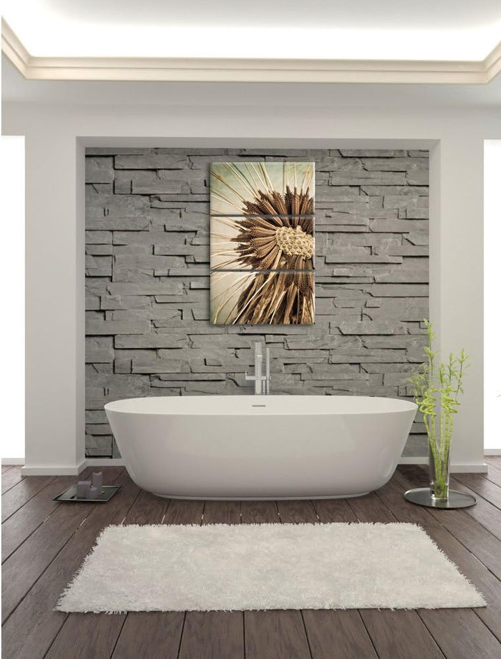 Pixxprint Vertrocknete Pusteblume als Leinwandbild/Grösse: 3 Teilig (120x80) cm/Wandbild/Kunstdruck/