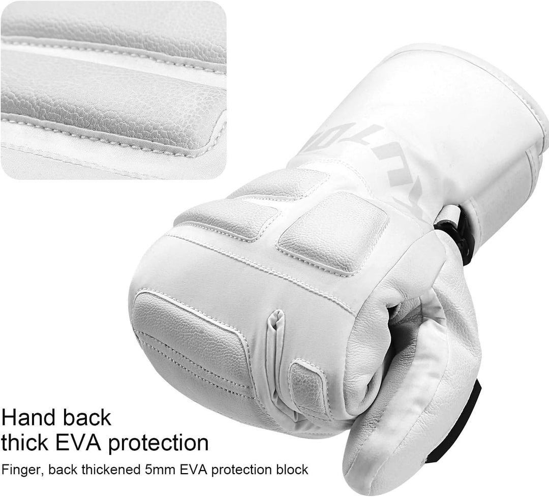 KUTOOK Skihandschuhe Ziegenleder 3M Thinsulate Fäustlinge 5 MM Eva HIPORA Wasserdicht Winddicht Stra