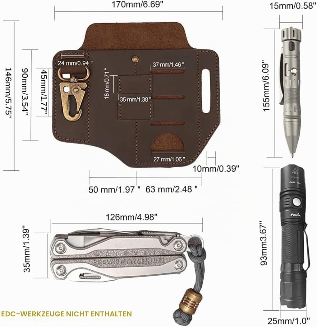 VIPERADE PJ13 Plus Leder EDC Leder Tasche Organizer und Halter für Werkzeuge und Outdoor-Ausrüstung