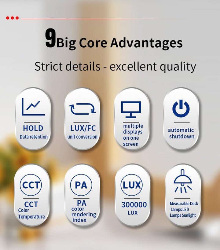 Farbtemperaturtester Hochpräzises Beleuchtungsstärkemessgerät 0,5-300000 LUX LED-Beleuchtungstestmes