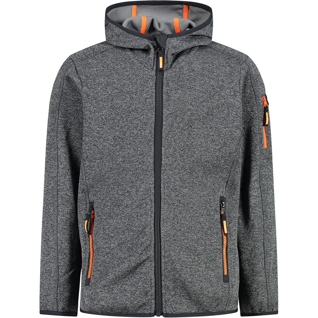 CMP Jungen Kinder-knit-tech-jacke mit Fester Kapuze KID JACKET FIX HOOD 140 Anthrazit-Zement, 140 An
